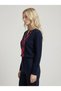 Women's Baklava Patterned Navy Blue V-Neck Stylish Knitwear Sweater - 2