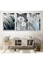 Pearl Dream White Flower and Feather Themed - Triple Mdf Painting Set with Silver Plexi Frame - 7