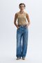 Women's Beige Color Fitted U-Neck Zippered Sleeveless Blouse - 3