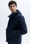 Men's Navy Blue Hooded Short Coat - 3