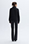 Women's Anthracite Loose Fit High Neck Wool Sweater - 2