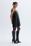 Women's Black Leather Look Strappy Mini Dress - 3