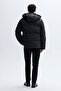 Men's Black Quilted Hooded Puffer Coat - 2