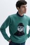 Men's Green Embroidered Crew Neck Sweatshirt - 4