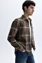 Men's Navy Blue Plaid Regular Fit Long Sleeve Shirt - 4