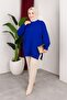 Women's Testtür Clothing Crew Neck Slit Stone Balloon Sleeve Oversized Knitwear Tunic - 5