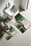 Modern Patterned Digital Printing 3-Piece Bathroom Mat Set Washable Non-Slip Base Toilet Set Klz00