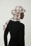 Wool Cap Hat with Scarf Plaid Gray-Burgundy-Smoke Ready-To-Wear Turban Hijab Bonnet Medical Suitable Beanie - 8