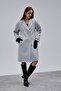 Gray Double-Breasted Collar Button Detailed Cashmere Coat - 8