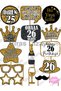 26 Year Old Women Men 15Pieces Gold Sparkle Slogans Birthday Party Speech Balloon Selfie Sticks