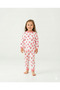 Girls Heart Printed O Neck Long Sleeve Pajamas Set