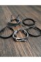 5-Piece Men's Bracelet Marine Hook Figure Genuine Leather Bracelet Onyx Bead Bracelet - 3