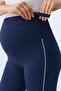 356 Navy Blue Color Piped Shaping / Sculpting and Extra Flexible Effective High Waist Maternity Leggings - 6