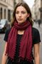 30X150 cm Pompom Tangled Fabric Women's Scarf Neck Tie Bordo - 3