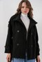 Women's Belted Cashmere Coat 9162 - Black - 3