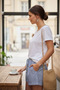 Women's Striped Cotton Polyester Elastic Waist Summer Shorts Navy Blue - 3