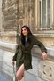 Women's Pocket Detailed Belted Collar Fur Short Cashmere Coat Nbstr1019 - 3