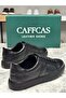 Genuine Leather Black Handmade Casual Sneaker Men's Shoes 03-Drm - 3