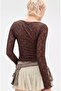 Brown Color Breast Part Lined Transparent Lace Blouse - 2