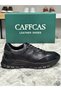Genuine Leather Black Handmade Daily Sports Men's Shoes 1255-61 - 2