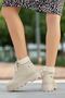Women's Cream Cat Lace Detailed Boots - 4