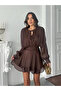 Women's Shoulder Pad Jacquard Tulle Mini Dress - 3