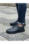 Genuine Leather Navy Blue Handmade Sports Casual Men's Shoes 4210 - 7