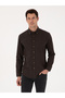 Dark Brown Slim Fit 100% Cotton Buttoned Flannel Shirt 50313122-Vr084