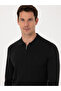 Black Regular Fit Wool Blend Zippered Polo Neck Basic Knitwear Sweater 50318901-Vr046 - 2