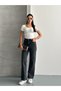 Jorde Women's Gray Stretch Fabric Baggy Wide-Leg Jeans Anthracite Denim Pants - 6