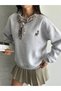 Oversized Sweatshirt with Scarf and Embroidery Detail - 2