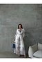 Crepe Fabric Floral Pattern Shirt Collar Self Belted White Dress-42131 - 6