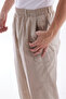 Luxury Men's Beige Relaxed Fit Elastic Waist Linen Hajj and Umrah Pants - 3