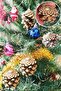 6-Piece Large Christmas Pine Cone Ornament New Year Pine Tree Decorative Ornaments Gold Pine Cone 6cm - 5