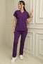Sea Business Women's Terycotton Bat Sleeve Purple Color Scrubs Suit - 5