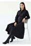 Shirt Collar Long Sleeve Black Slim Fit Midi Dress - 2
