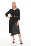 V-Neck Belt Detailed Leather Garnil Dress Ets1012