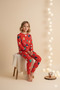 Girl's 100% Cotton Red Christmas Pattern Pajamas Set - 2