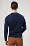 Ds Damat Slim Fit Navy Blue 100% Cotton Knitwear Sweater - 4