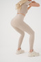 High Waist Zebra Patterned Sports Leggings – Beige - 2