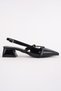 Lumina Pointed Toe Open Back Belt Detailed Two-Strap Women's Low Heel Shoes