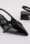 Lumina Pointed Toe Open Back Belt Detailed Two-Strap Women's Low Heel Shoes - 3