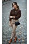 Vintage Suede and Leather Women's Shoulder Bag with Knitted Pattern, Adjustable Strap, and Charm Detail, Optional - 5