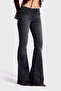 Women's Dark Smoked Color 2W5-1 Sln05 Midrise Flare Fit Stretch Fabric Inner Length 83cm Denim Jean