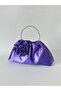 Purple Satin Rose Portfolio Evening Dress Handbag