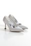 Women's Silver Satin Covered with Gemstones 8 cm Thin Galvanized Heels Closed Back Comfortable Stiletto - 5