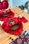 2Li Lovely Series Linen Fabric Ruffled Red Napkin - 3