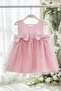 Brocade Pink Dream Tulle Rose Detailed Bow Evening Dress - 3