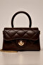 Shiny Quilted Mini Bag – Lining Detail – Women's Hand and Shoulder Bag with Chain Strap (19X12 cm)