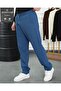 Men's Blue Elastic Waist Lace-Up Thick Wicking Pattern Jogger Pants - 4